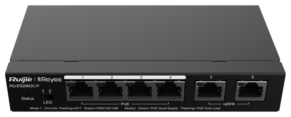 SWITCH RUIJIE REYEE RG-ES206GC-P GIGALAN 6p CLOUD POE - detalle