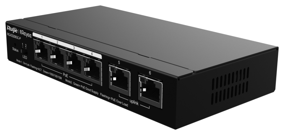 SWITCH RUIJIE REYEE RG-ES206GC-P GIGALAN 6p CLOUD POE - detalle