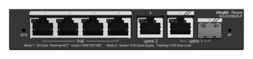 SWITCH RUIJIE REYEE RG-ES206GS-P GIGALAN 6p SFP 1p POE+ - detalle