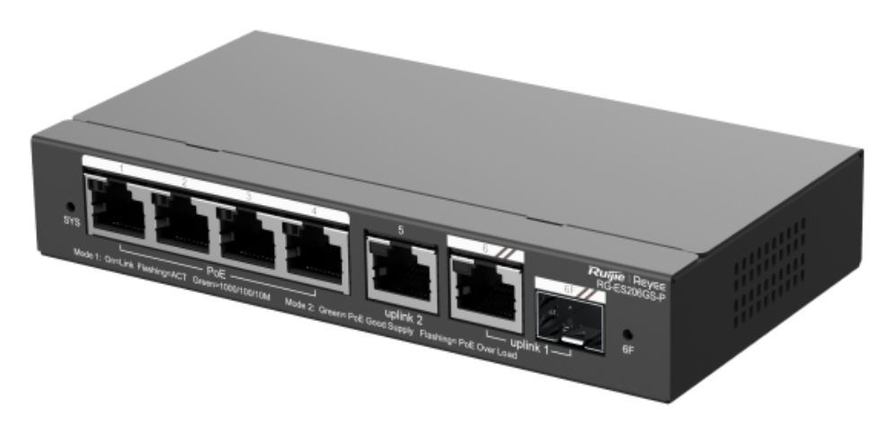 SWITCH RUIJIE REYEE RG-ES206GS-P GIGALAN 6p SFP 1p POE+ - detalle