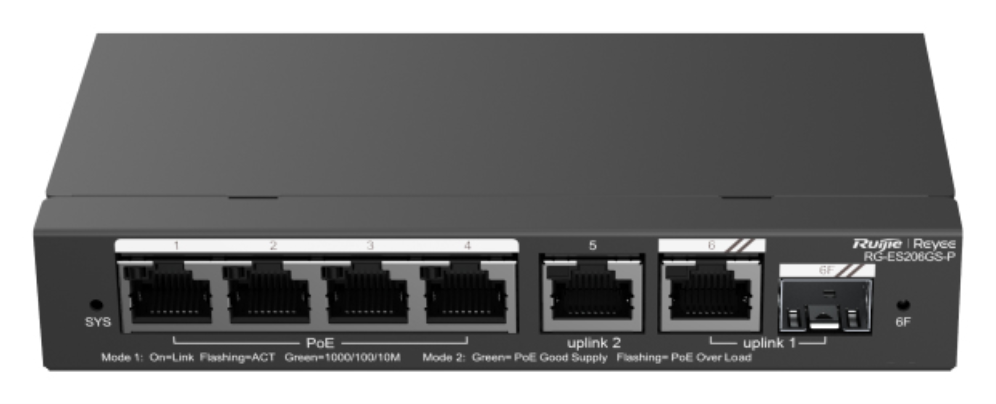 SWITCH RUIJIE REYEE RG-ES206GS-P GIGALAN 6p SFP 1p POE+