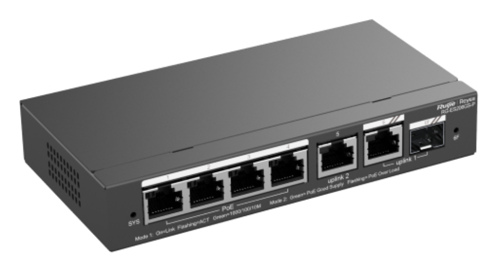 SWITCH RUIJIE REYEE RG-ES206GS-P GIGALAN 6p SFP 1p POE+ - detalle