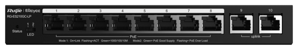 SWITCH RUIJIE REYEE RG-ES210GC-LP GIGALAN 10p POE 70w - detalle