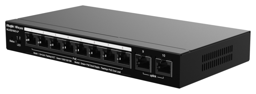 SWITCH RUIJIE REYEE RG-ES210GC-LP GIGALAN 10p POE 70w - detalle