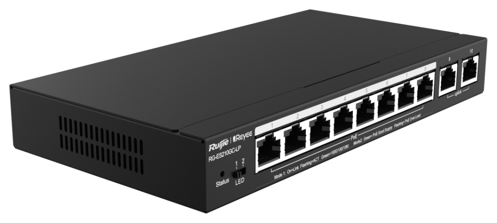 SWITCH RUIJIE REYEE RG-ES210GC-LP GIGALAN 10p POE 70w - detalle
