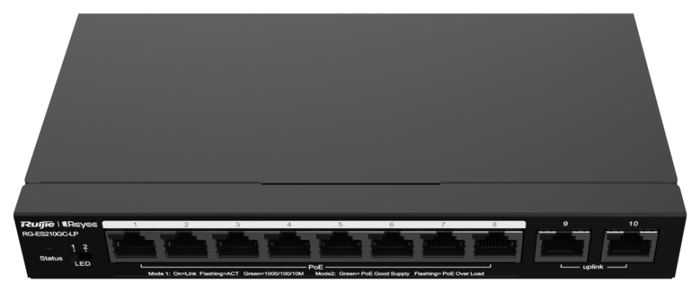 SWITCH RUIJIE REYEE RG-ES210GC-LP GIGALAN 10p POE 70w