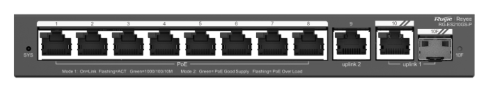 SWITCH RUIJIE REYEE RG-ES210GS-P GIGALAN 10p SFP 1p POE+ 120w - detalle