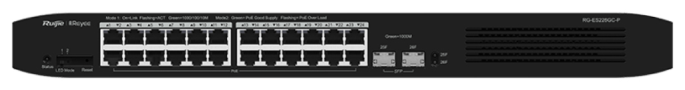 SWITCH RUIJIE REYEE RG-ES226GC-P GIGALAN 24p SFP 2p POE+ 370w - detalle