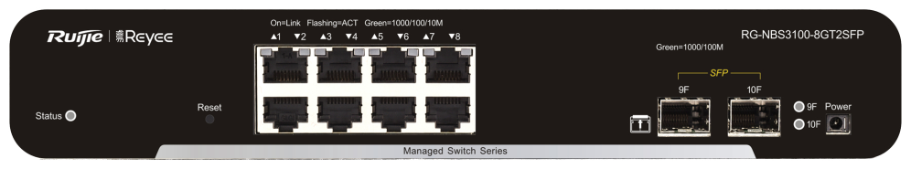 SWITCH RUIJIE REYEE RG-NBS3100-8GT2SFP GIGALAN 8p SFP 2p L2 GESTIONABLE