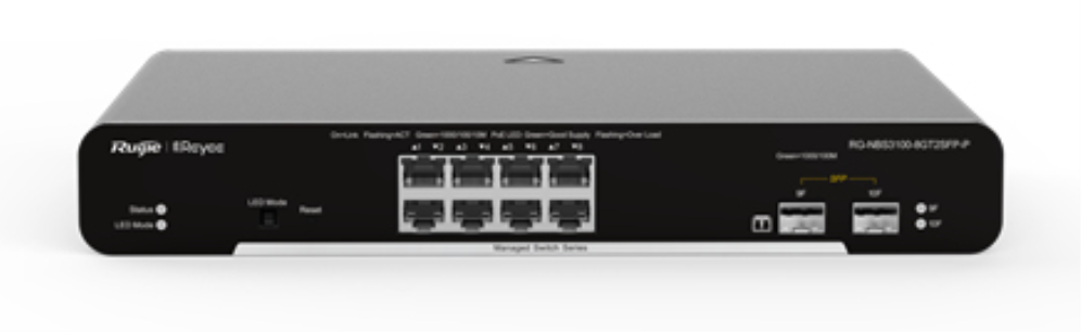 SWITCH RUIJIE REYEE RG-NBS3100-8GT2SFP-P GIGALAN 8p SFP 2p POE+ L2 GESTIONABLE - detalle