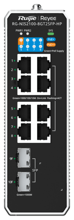 SWITCH RUIJIE REYEE RG-NIS2100-8GT2SFP-HP - detalle