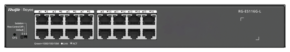 SWITCH RUIJIE RG-ES116G-L 16 PUERTOS GIGABIT METAL HOUSING