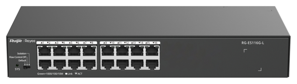 SWITCH RUIJIE RG-ES116G-L 16 PUERTOS GIGABIT METAL HOUSING - detalle