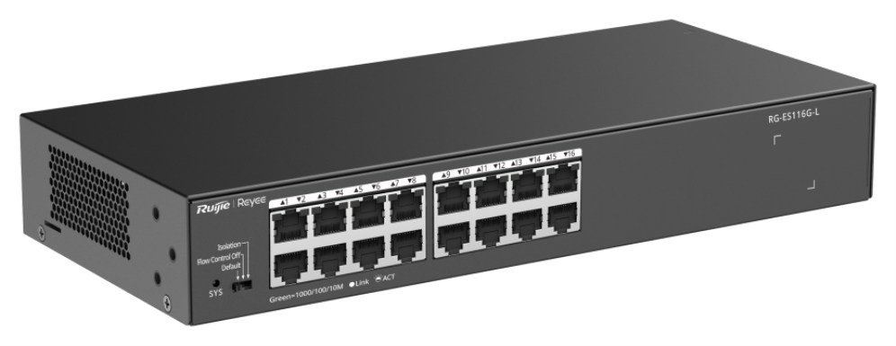 SWITCH RUIJIE RG-ES116G-L 16 PUERTOS GIGABIT METAL HOUSING - detalle