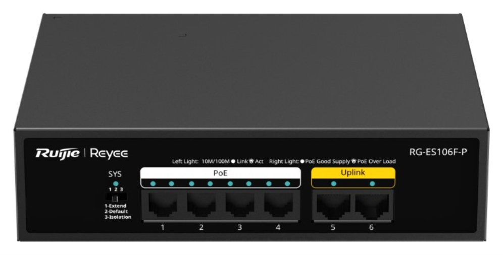 SWITCH RUIJIE UNMANAGED 8 PUERTOS GIGABIT POE 1 SFP BLACK