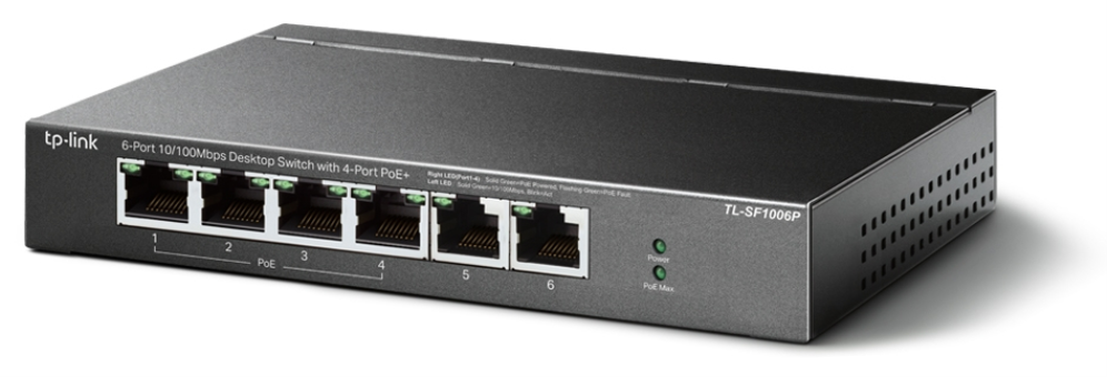 SWITCH TP-LINK 6 PORT 10/100MBPS 4 PORT POE+ - detalle