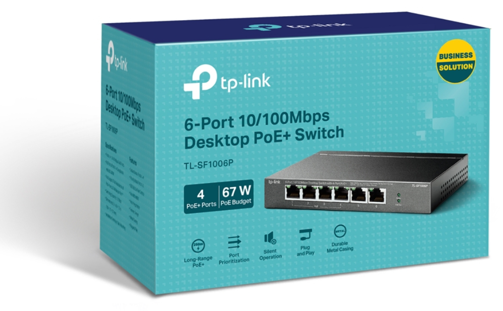 SWITCH TP-LINK 6 PORT 10/100MBPS 4 PORT POE+ - detalle