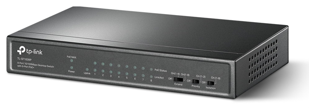 SWITCH TP-LINK 9-PORT 10/100 MBPS DESKTOP SWITCH WITH 8-PORT POE+ - detalle