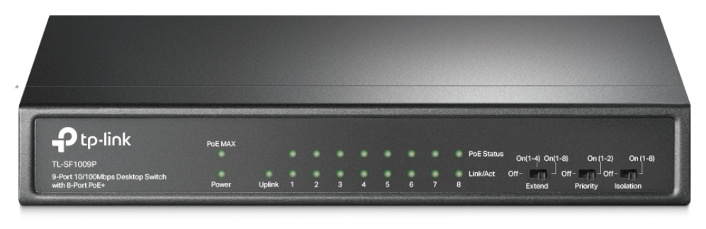 SWITCH TP-LINK 9-PORT 10/100 MBPS DESKTOP SWITCH WITH 8-PORT POE+