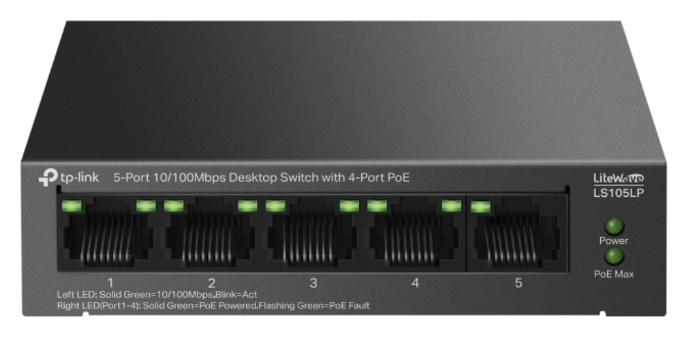 SWITCH TP-LINK LS105LP 5 PUERTOS 10/100 4 PUERTOS POE+