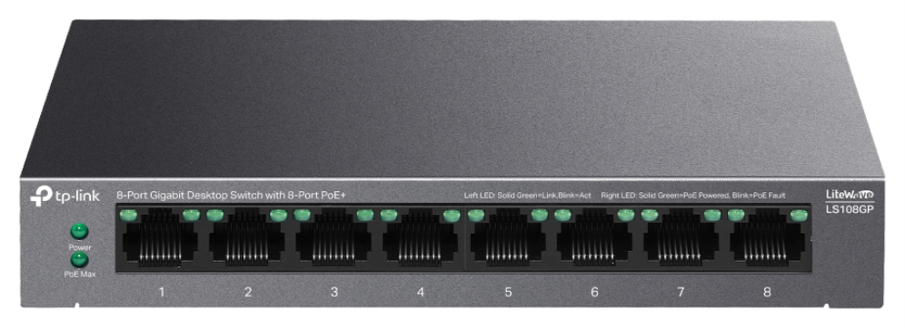 SWITCH TP-LINK LS108GP 8 PUERTOS GIGABIT DESKTOP POE+