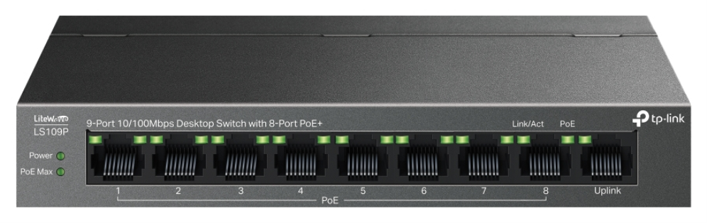 SWITCH TP-LINK LS109P 9 PUERTIOS 10/100 8 PUERTOS POE+