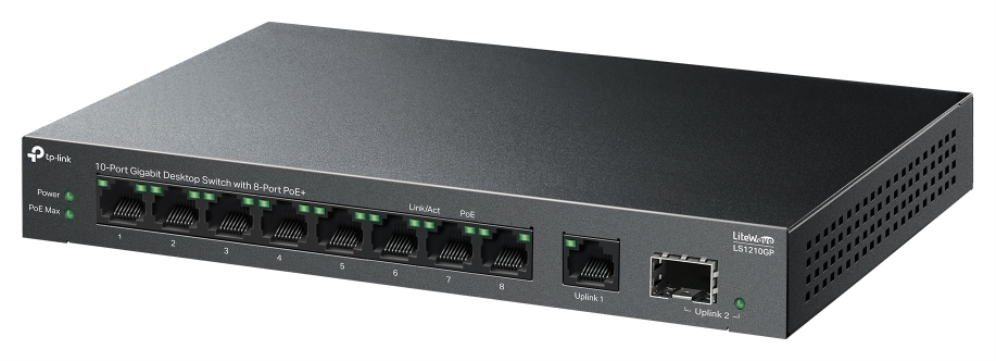 SWITCH TP-LINK LS1210GP 8 PUERTOS 10/100 CON 2 PUERTOS GIGA NO POE - detalle