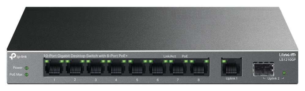 SWITCH TP-LINK LS1210GP 8 PUERTOS 10/100 CON 2 PUERTOS GIGA NO POE