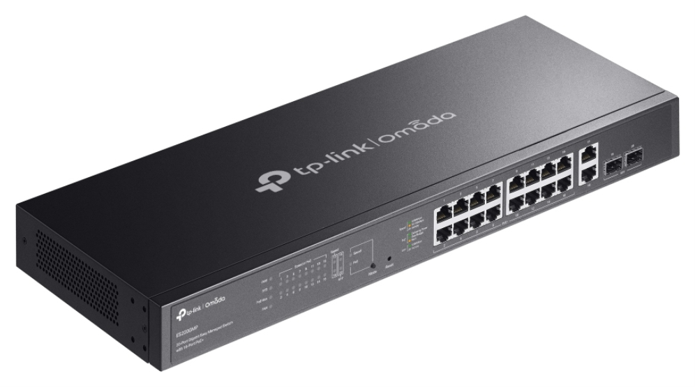 SWITCH TP-LINK OMADA ES220GMP 16-PORT GIGA POR+ 2-PORT RJ45 2 SFP - detalle