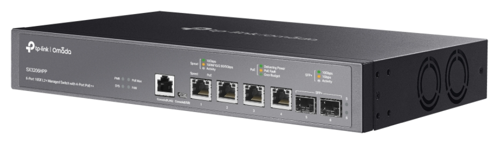 SWITCH TP LINK OMADA TL-SX3206HPP/L2+, 4x10G POE++, 2xSFP+, 1xConsolaRJ45, 1xC - detalle