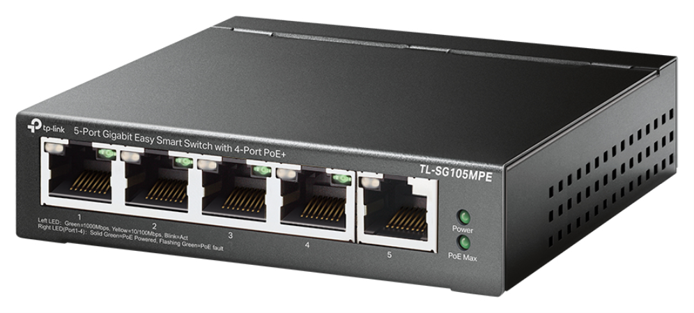 SWITCH TP-LINK PROFESSIONAL 5 PORT GIGABIT EASY SMART 4 PORT POE+