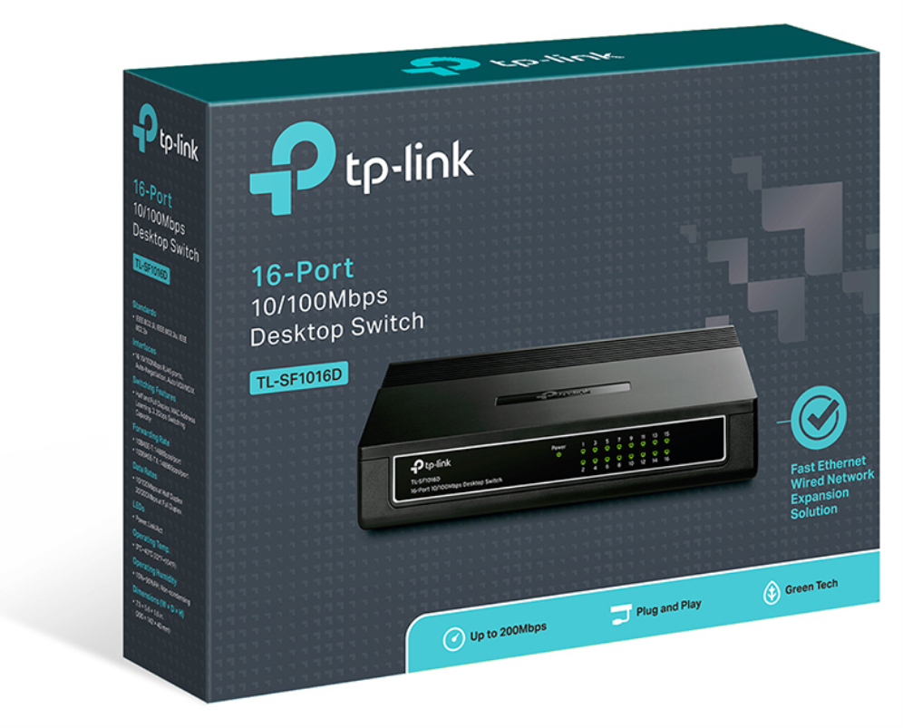 SWITCH TP-LINK TL-SF1016D 16 PORT 10/100 - detalle