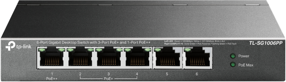 SWITCH TP-LINK TL-SG1006PP 6 PUERTOS 10/100 4 PUERTOS POE+