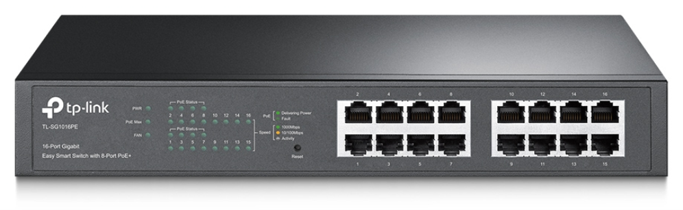 SWITCH TP LINK TL-SG1016PE / EASY SMART 16x1G (8xPOE+), 110W