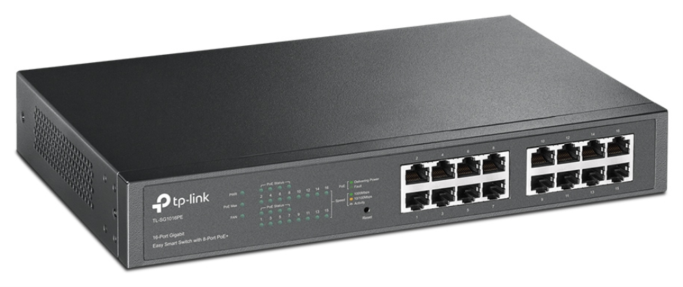 SWITCH TP LINK TL-SG1016PE / EASY SMART 16x1G (8xPOE+), 110W - detalle