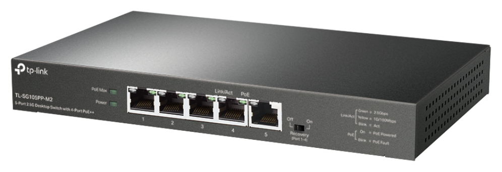 SWITCH TP-LINK TL-SG105PP-M2 5-PORT 2.5G DESKTOP SWITCH WITH 4-PORT POE++ - detalle