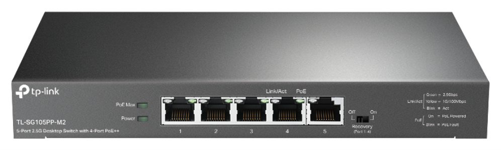 SWITCH TP-LINK TL-SG105PP-M2 5-PORT 2.5G DESKTOP SWITCH WITH 4-PORT POE++