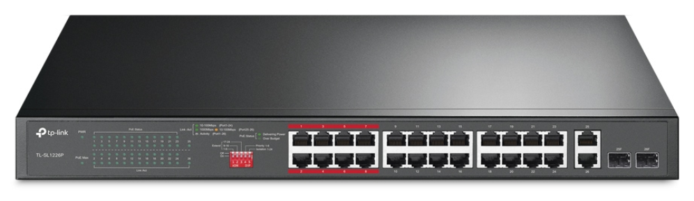 SWITCH TP LINK TL-SL1226P / 24xFAST POE+, 2x1G POE+, 2xSFP, 250W