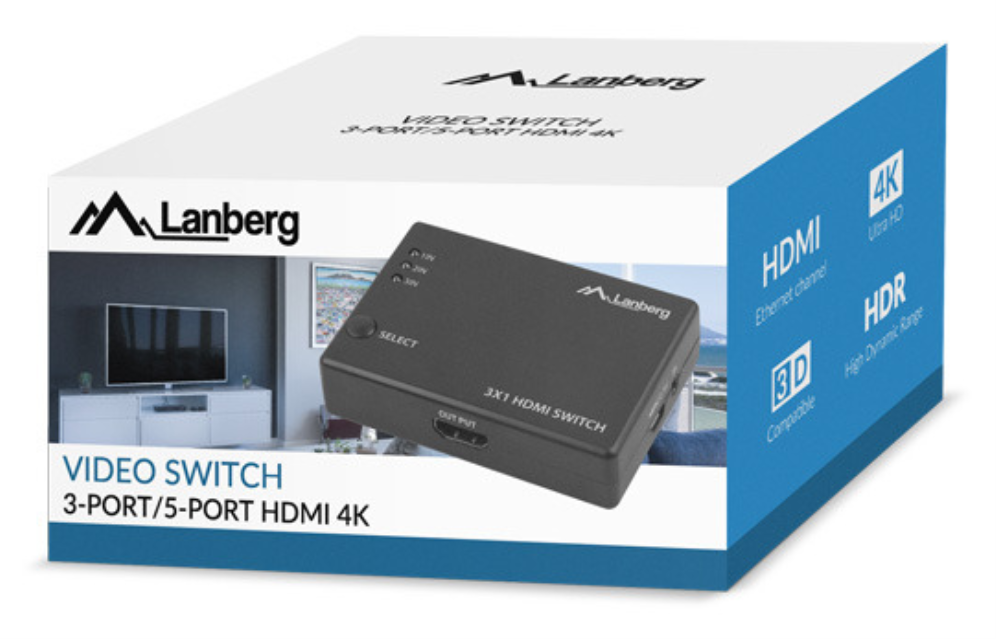 SWITCH VIDEO LANBERG 3 X HDMI + MICRO USB NEGRO CONTROL REMOTO - detalle