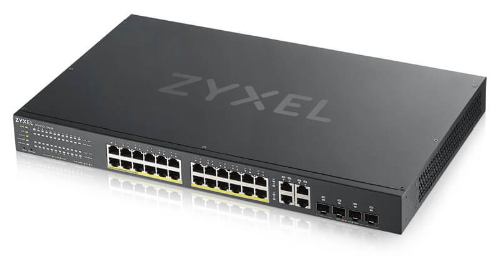 SWITCH ZYXEL 28 PUERTOS SMART MANAGED SERIE GS POE 24X GB COBRE 4X GB DUAL - detalle