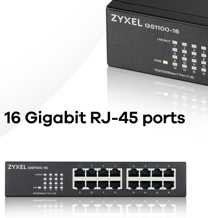SWITCH ZYXEL GS1100-16 V3 16-PORT GIG NO GESTIONADO - detalle