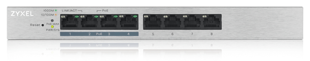 SWITCH ZYXEL GS1200-8HP V2 8 - 2 CAPA - detalle