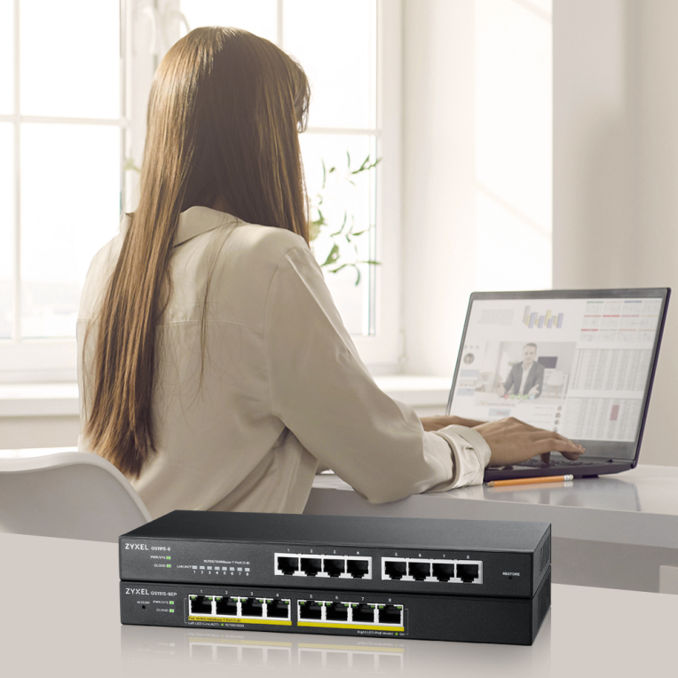 SWITCH ZYXEL GS1915-8EP 8-PORT GBE POECPNTSMART HYBRID MODE SWITCH - detalle