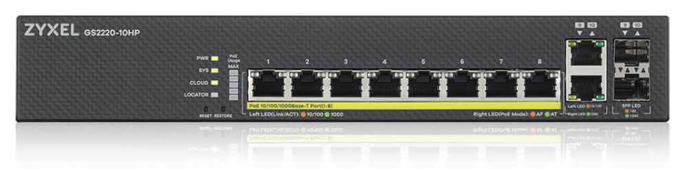 SWITCH ZYXEL GS2220-10HP CPNT8 PORT GB L2 POE+ SWITCH - detalle
