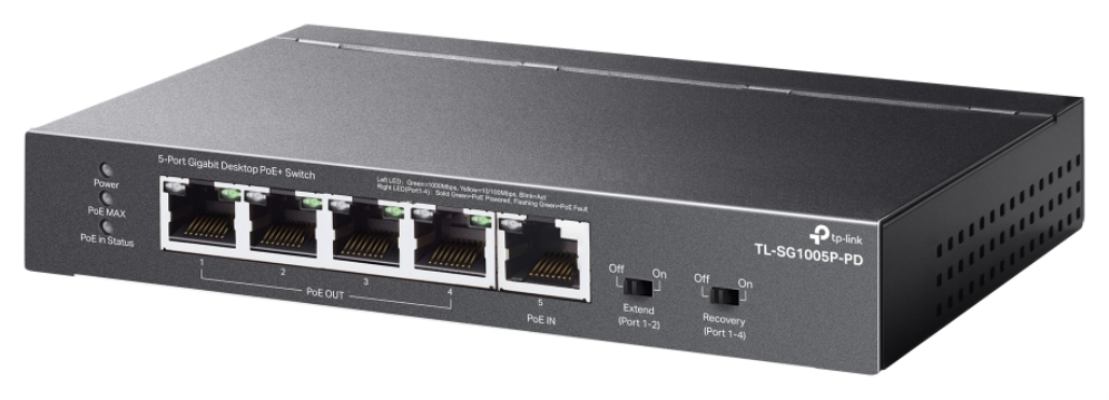 SWITHC TP-LINK TL-SG1005P-PD GIGA 4-PORT POE+ 1-PORT POE++REQUIERE POE ADICIONAL - detalle