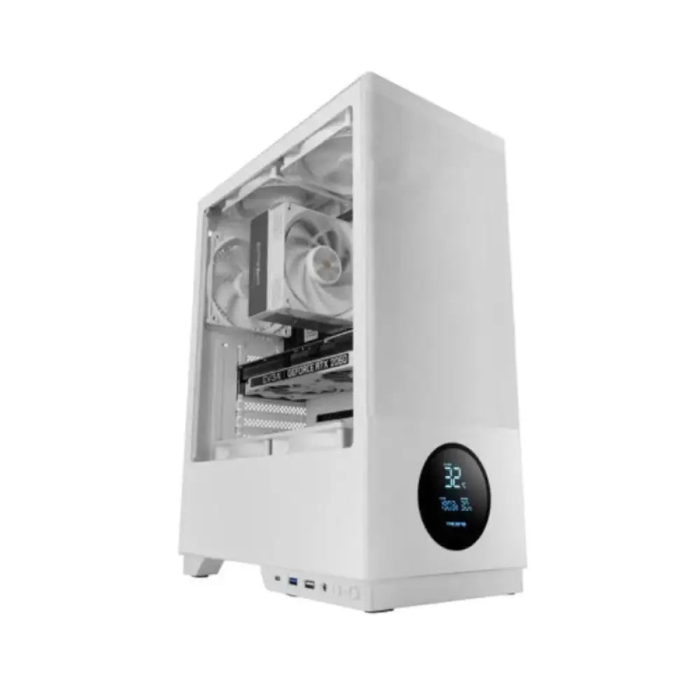 Caja ATX TACENS con ventiladores blancos Ventis 3x120mm para minitorre y microtorre, con pantalla frontal y diseño moderno