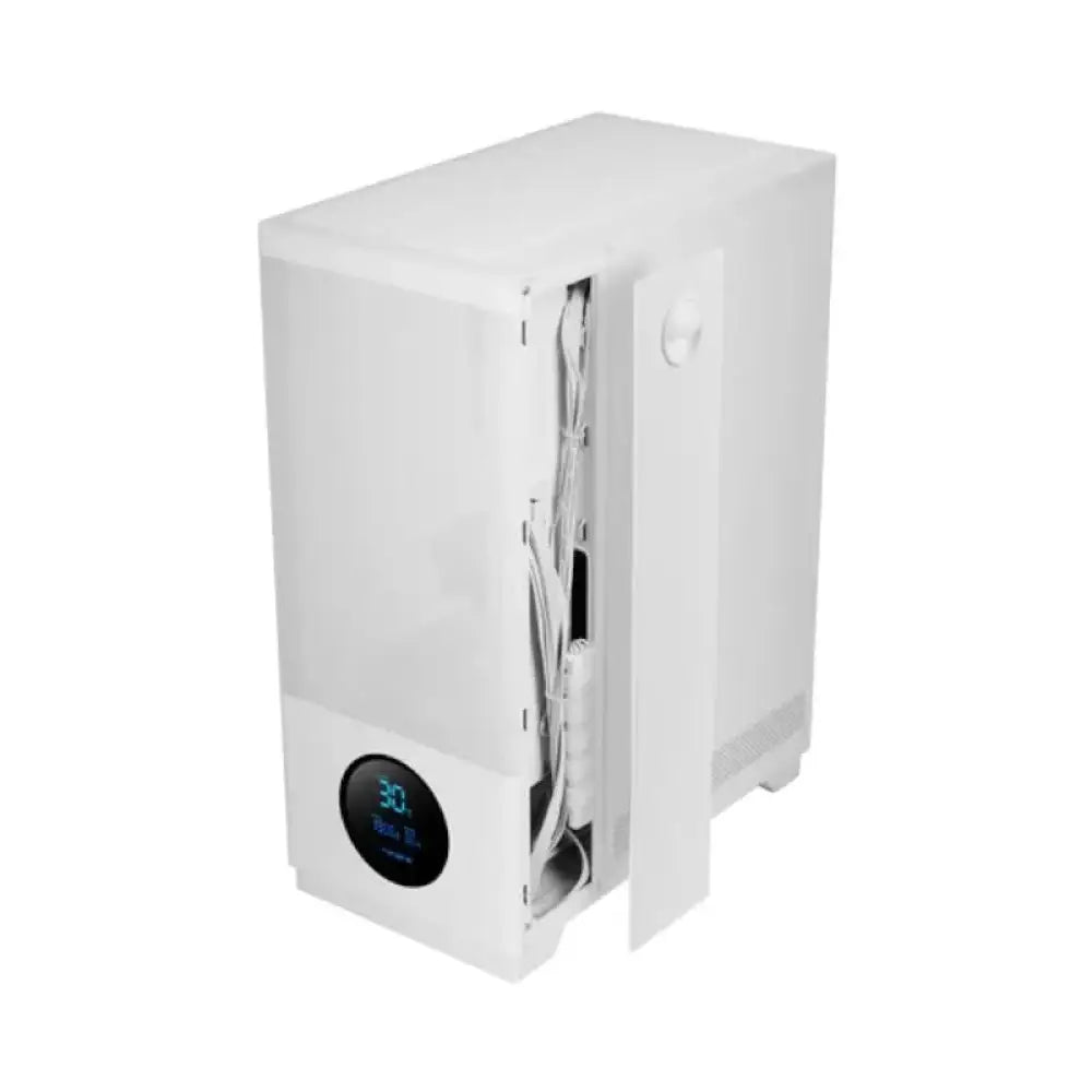 Caja ATX TACENS Ventis con 3 ventiladores blancos de 120mm, diseñada para minitorre y microtorre, ventilación eficiente.