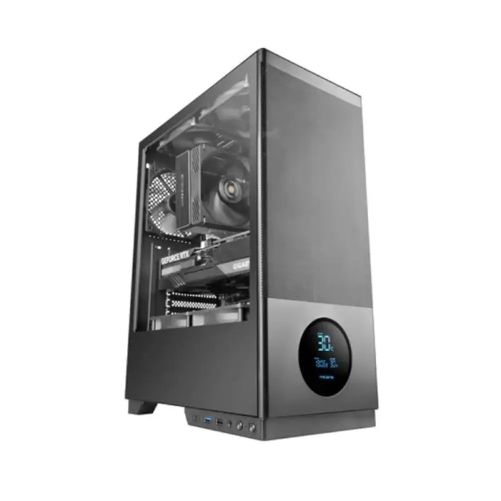 Caja ATX TACENS Ventis con pantalla, ventiladores de 120mm en color negro, para minitorre y microtorre.