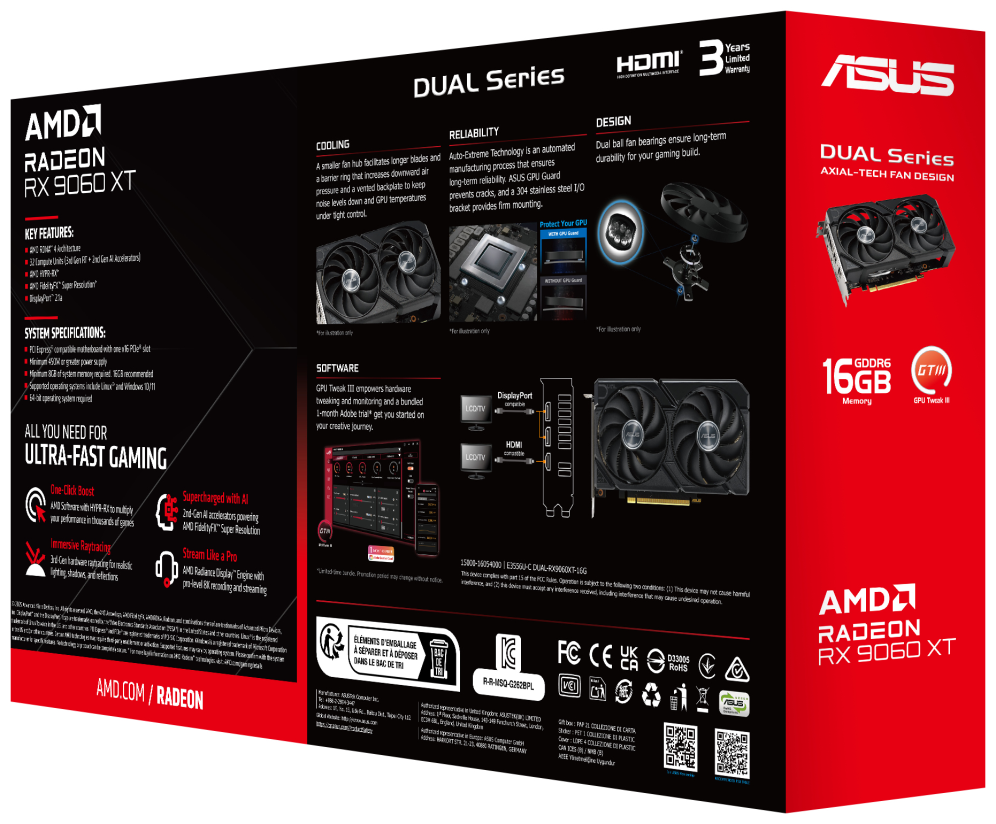 TARJETA GRAFICA ASUS RX9060XT GDDR6 16GB - detalle