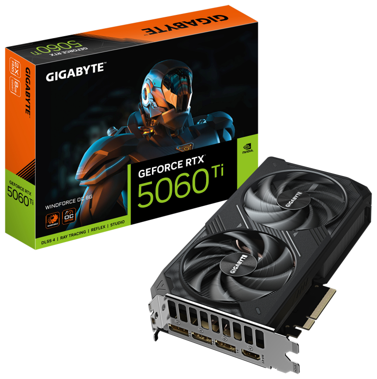 TARJETA GRAFICA GIGABYTE RTX 5060 TI WINDFORCE OC 8GB GDDR7